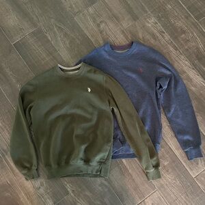 2 Men's Polo Sweaters - Blue & Olive
